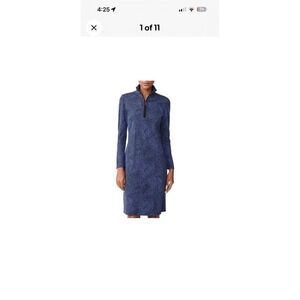 J.McLaughlin Classic Bedford Dress Cosmic Wave Nylon Spandex Large Long Sleeve